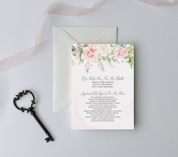 Pink and Gold Quinceanera Padrinos list, Court of Honor, Butterfly