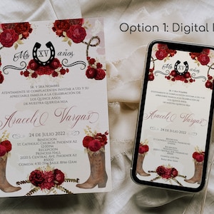 Red Charro Quinceanera Invitation, Charro Quinceanera, Red and Gold Quinceanera, Charro Invitation, Western Quinceanera Invitation, Charro 7