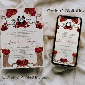Blush Butterfly Quinceanera Invitation, Butterfly Quinceanera, Rose Gold Quinceanera, Spanish Invitation, 15th Birthday, Butterfly Birthday image 3