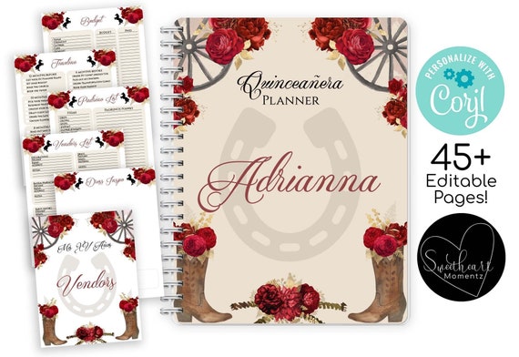 Charro Quinceanera Planning Book, Quinceanera Timeline Printable, Quinceanera Checklist, Quinceanera Book, Quinceañera Printable Planner Il_570xn