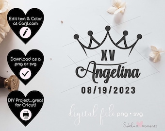Quinceanera Champagne Glass Svg, Personlized Mis XV Anos Champagne Glass, Copa de Quinceañera, Quinceanera svg, Mis Quince Anos Svg