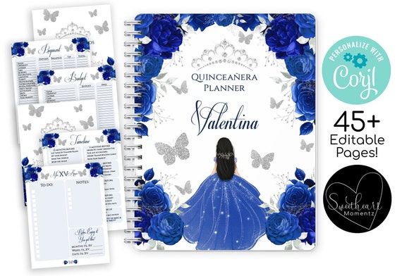 Blue Quinceanera Planning Book, Quinceanera Timeline Printable, Quinceanera Checklist, Quinceanera Book, Quinceañera Printable Planner Il_570xn