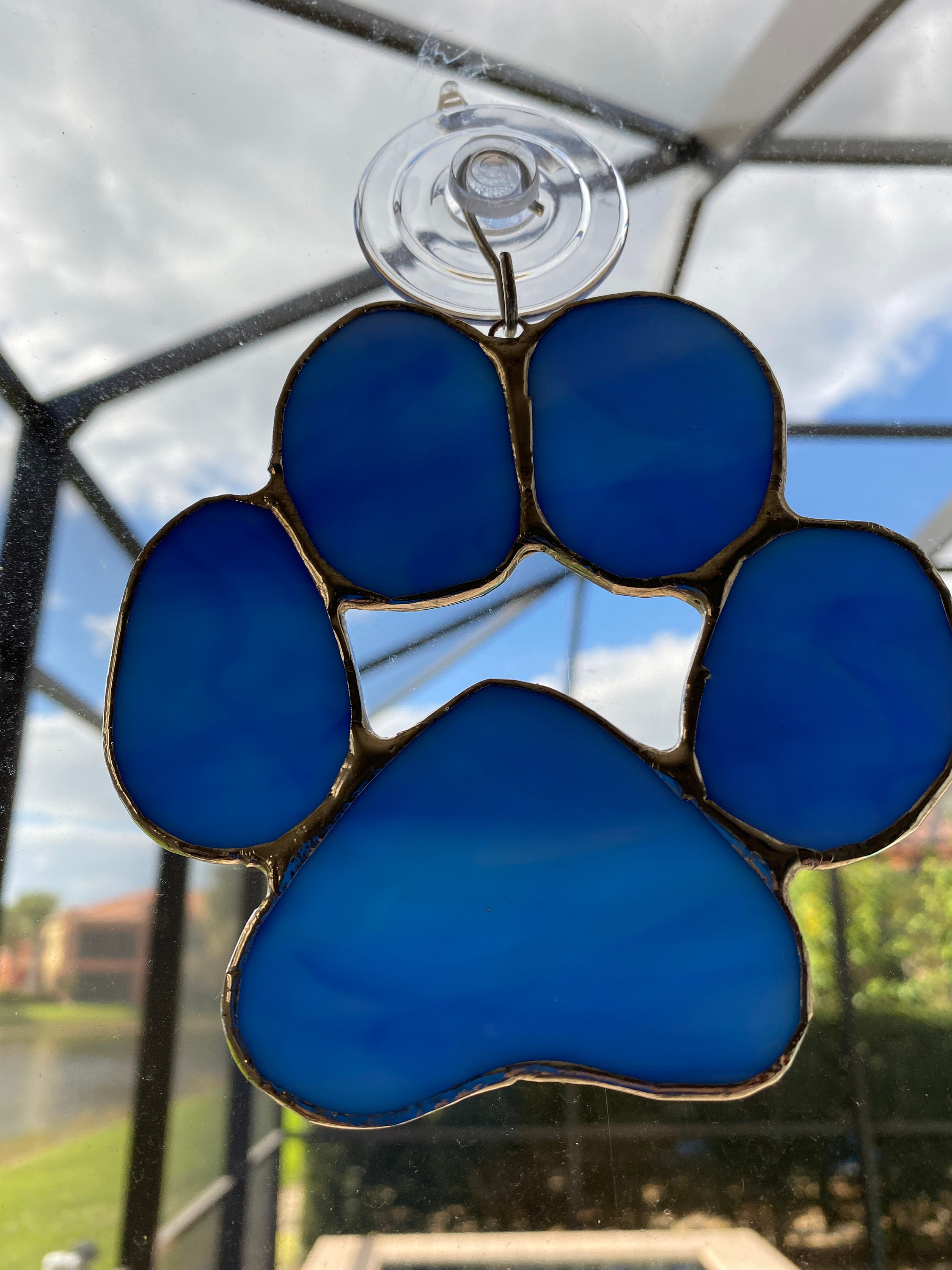 Stained Glass Dog Paw Print/ Cat Paw Print Suncatcher | Etsy