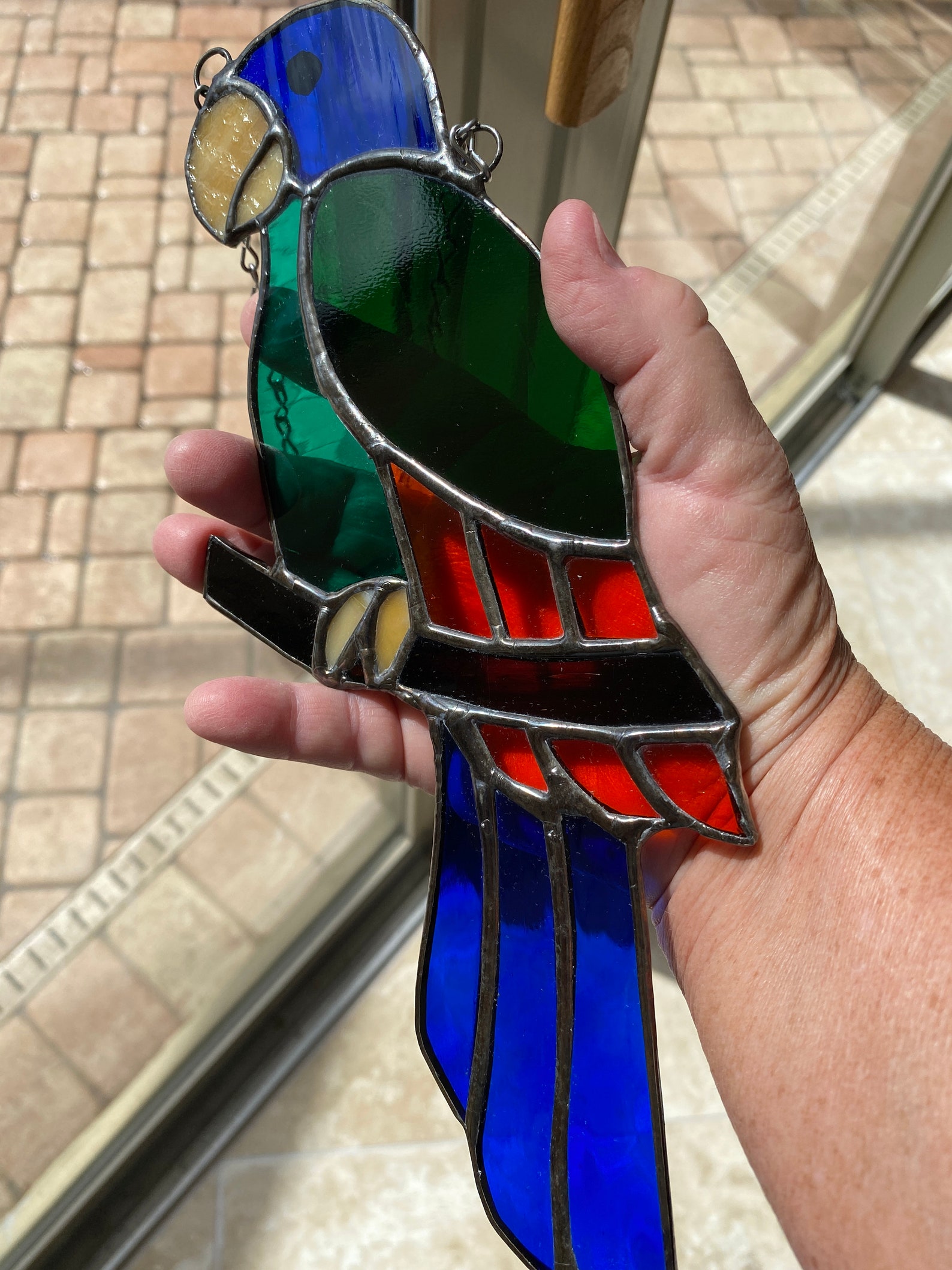 Stained Glass Parrot Handmade Suncatcher 11 inches Etsy