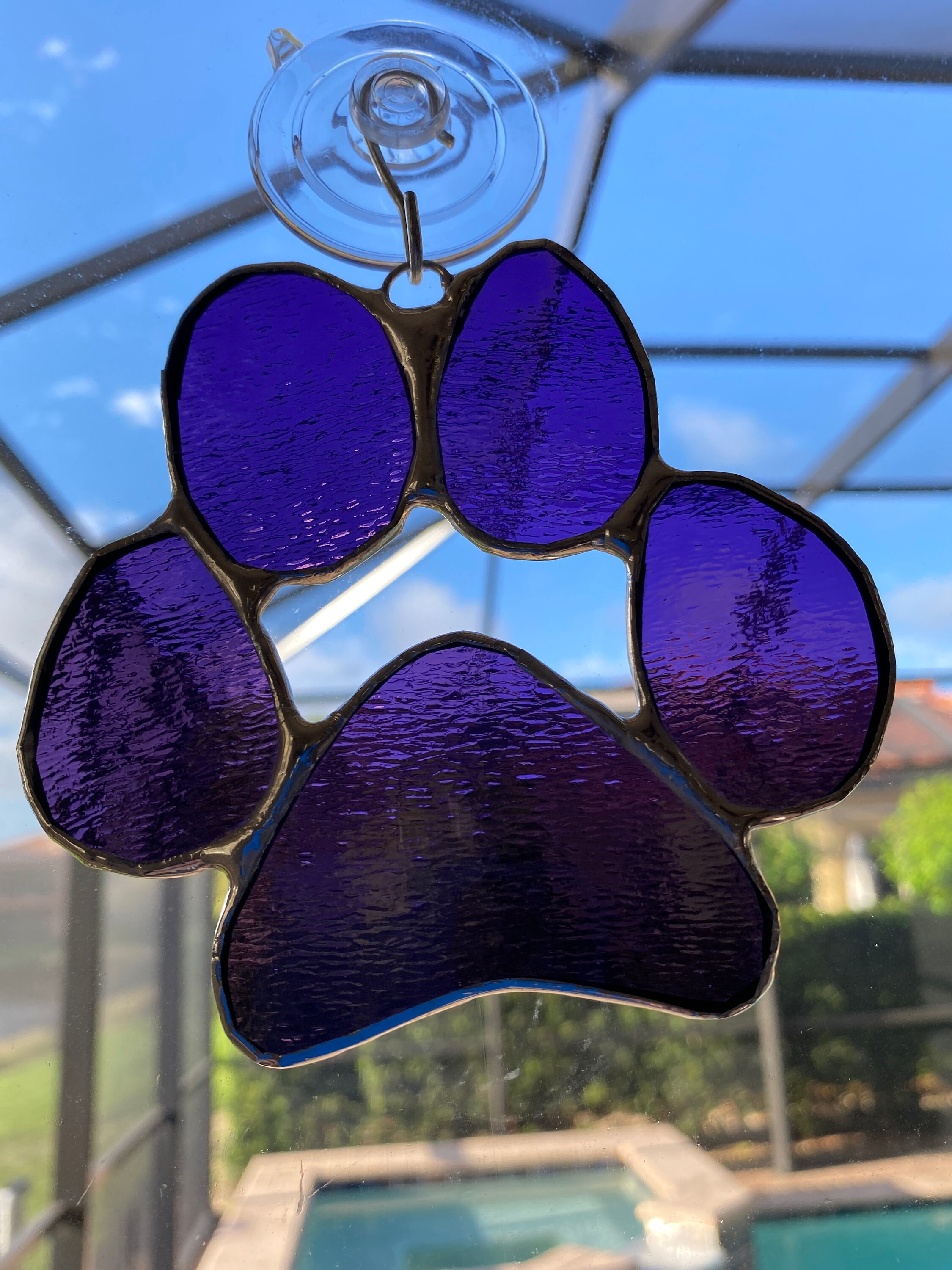 Stained Glass Dog Paw Print/ Cat Paw Print Suncatcher Etsy