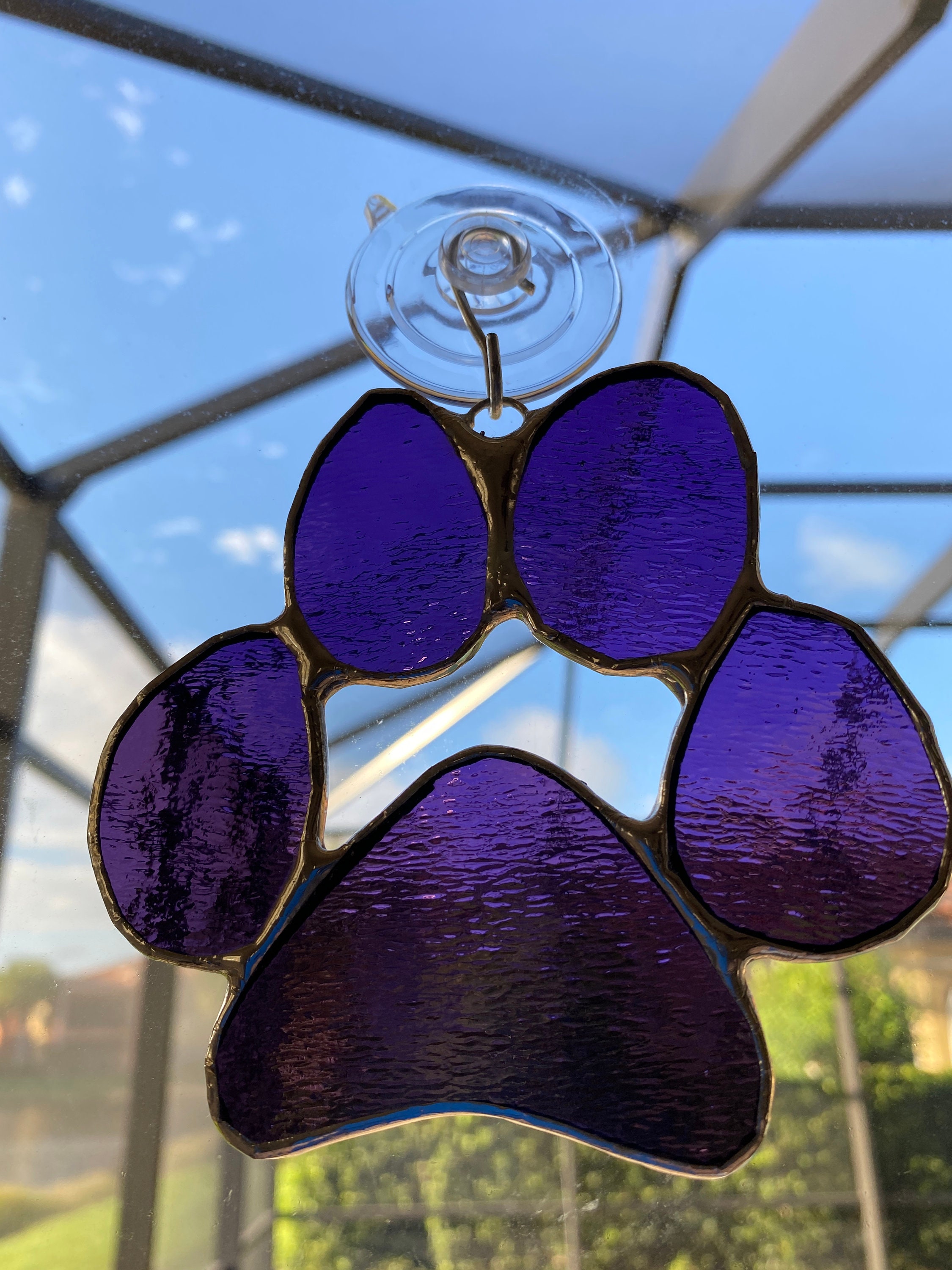 Stained Glass Dog Paw Print/ Cat Paw Print Suncatcher Etsy