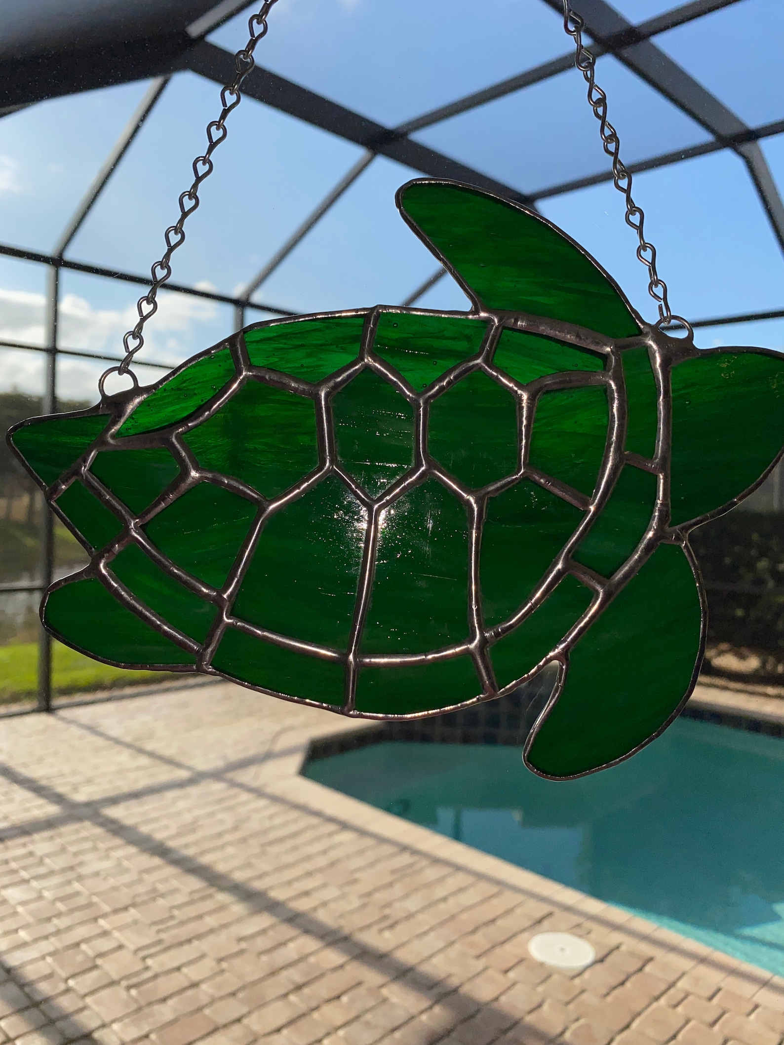 Stained Glass Turtle Suncatcher 8.5 inches Handmade Etsy