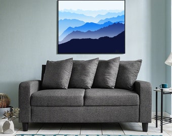Mountain Range in Blue (Winter)