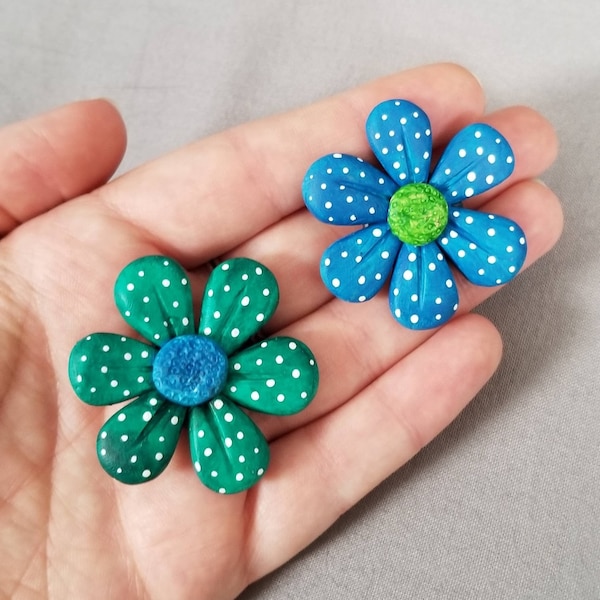 Cute Colorful Flower Magnets Polka Dot Realistic Colors Refrigerator Magnets Fridge