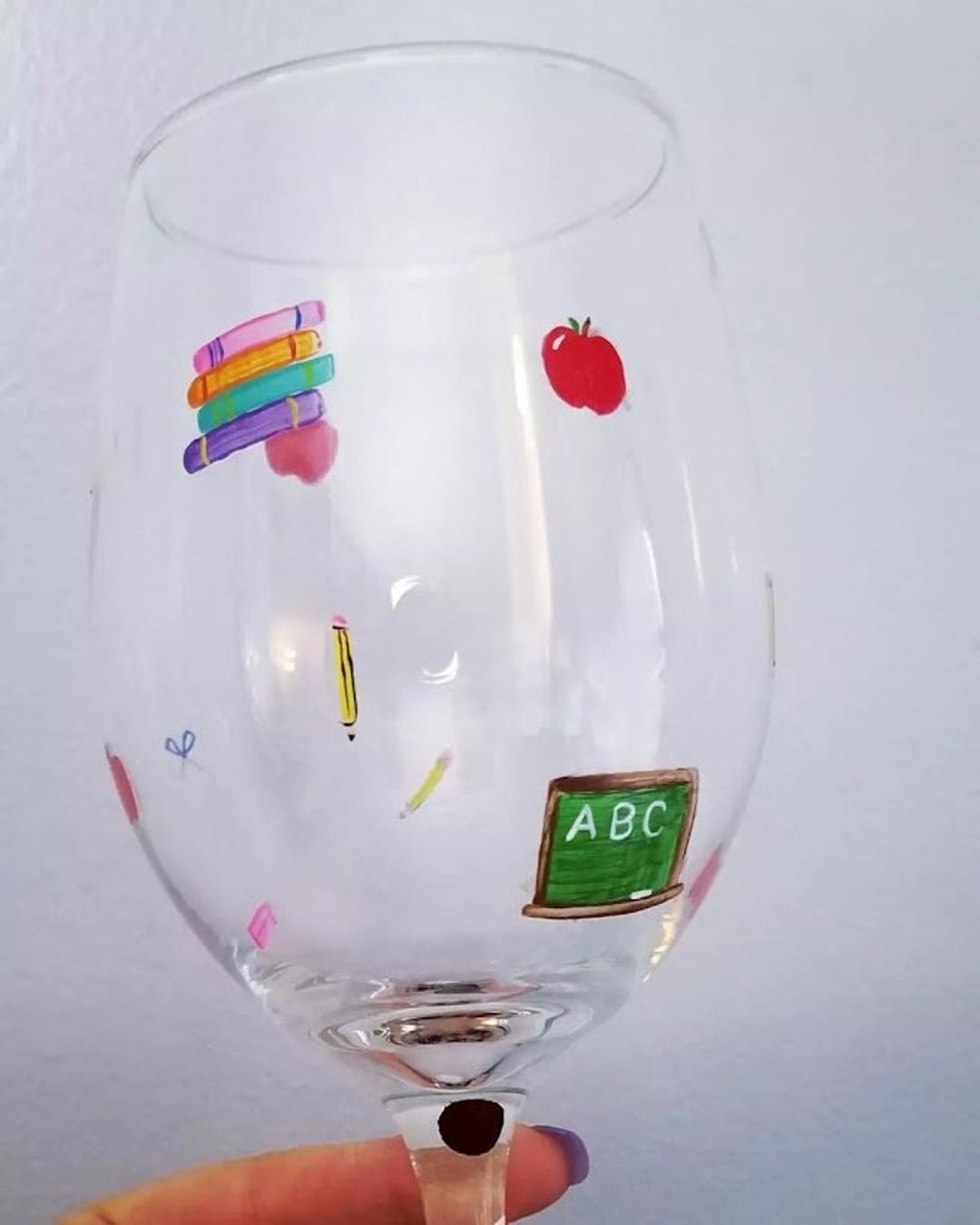 Teacher Wine Glass, School Wine Glass, Teacher Painted Wine Glass