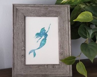 Mermaid Silhouette Original Watercolor Painting