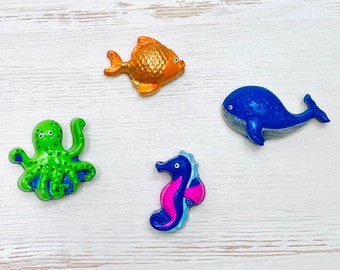Cute Sea Creature Magnets Octopus Fish Seahorse Whale Set of 4