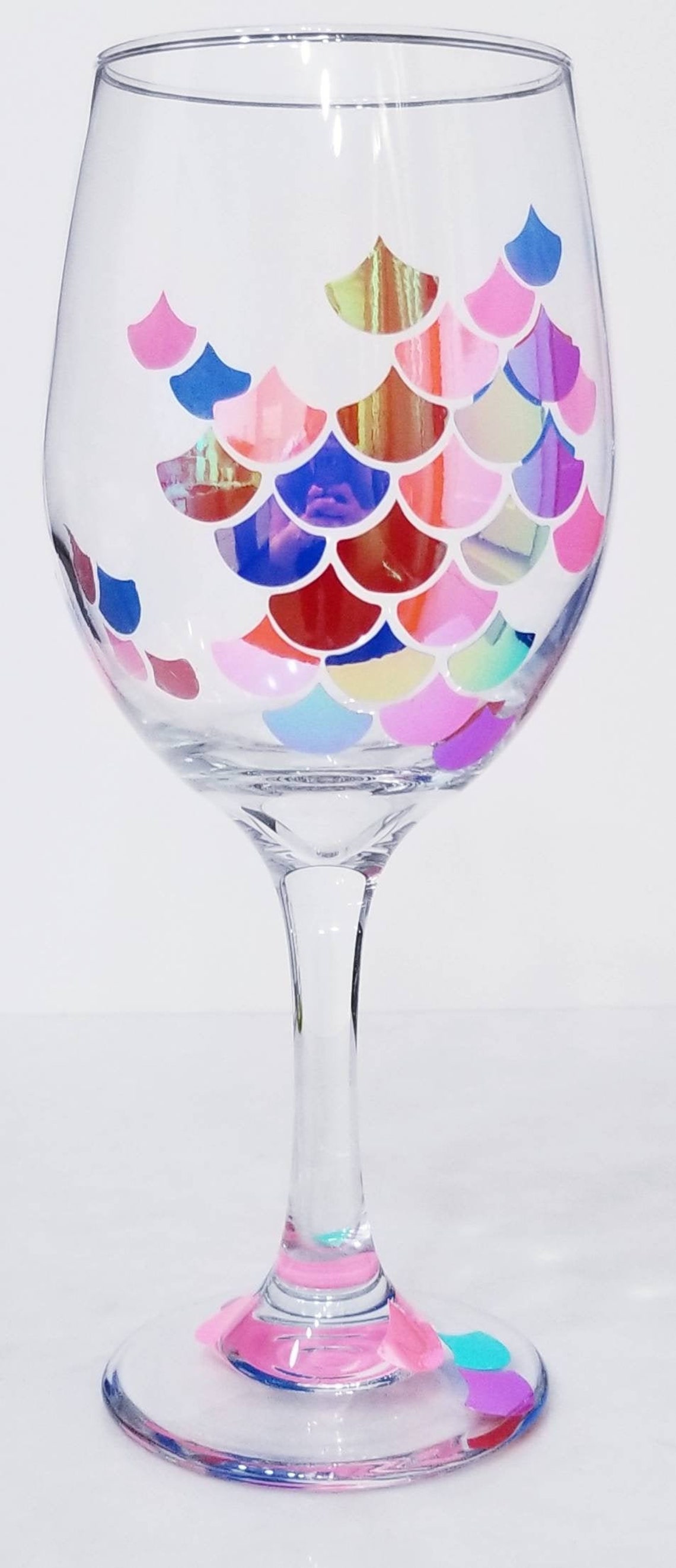 Mermaid Tail Fish Scale Holo Wine Glass - Etsy