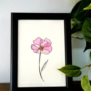 Flower Botanical Design Simple Original Watercolor Painting