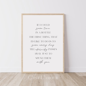 Time In A Bottle || Jim Croce || Lyric Print || Typography || Glicee Print || Minimalist