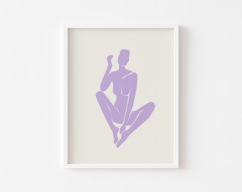 Purple Pose Cutout || Art Printable || Danish Pastel || Female Contemporary Art