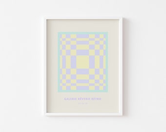 Reverie Retro Checker 2 Printable || Danish Pastel || Y2K Decor || Abstract Museum Poster