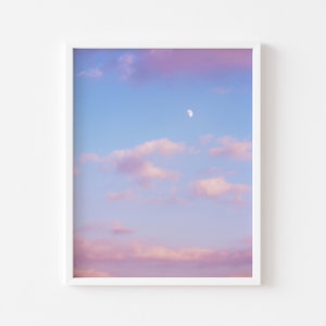 Pastel Moon Sky Print || Danish Pastel || Aesthetic Sky Art || Sunset Moon Decor