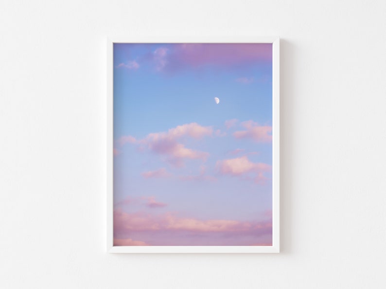 Pastel Moon Sky Printable Danish Pastel Aesthetic Sky Art Sunset Moon Decor image 1