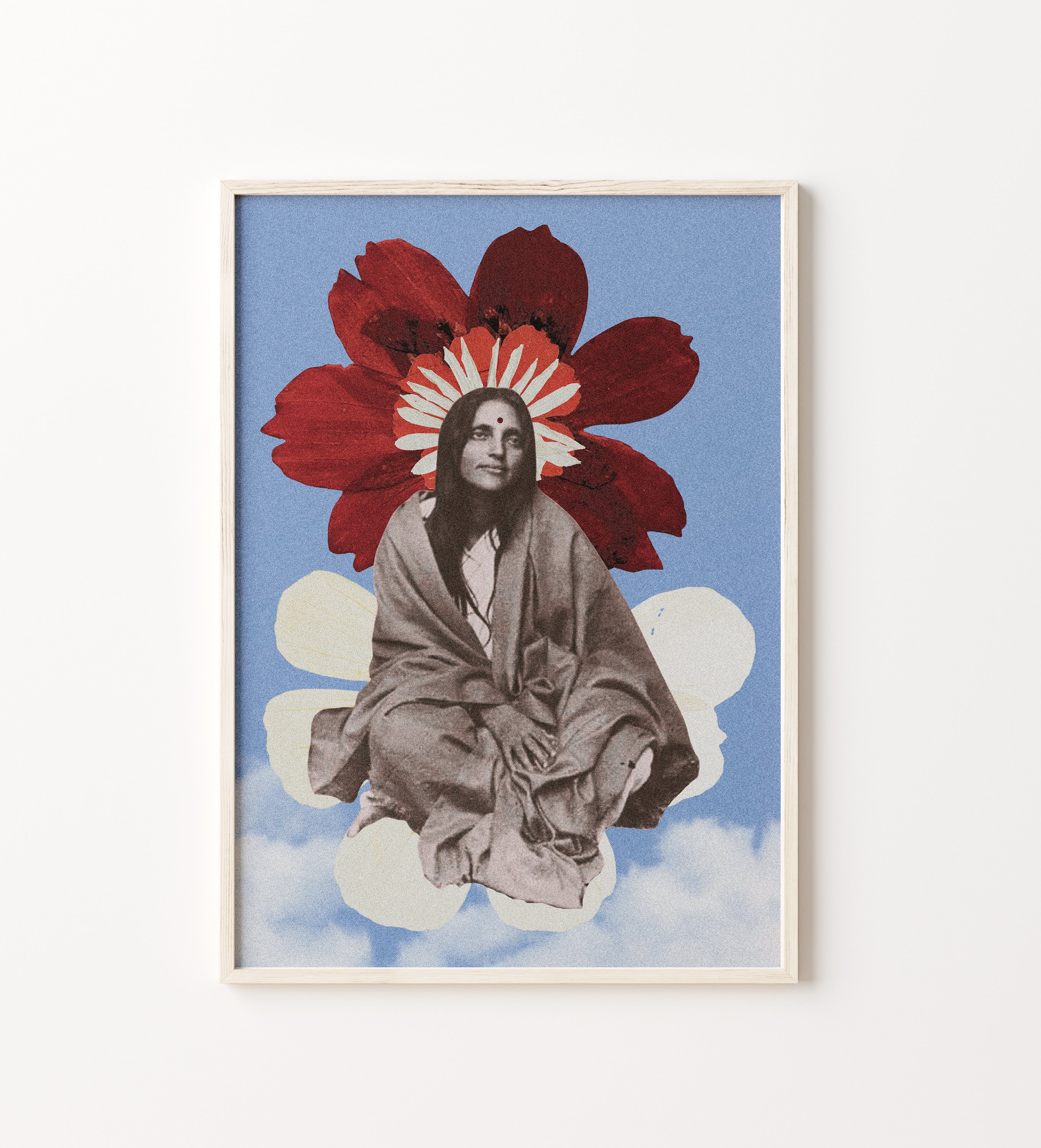 Sri Anandamayi Ma Devotional Art || Floral Cutout Print || Bengali Saint