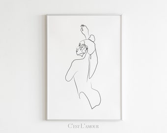 Minimal Line Figure Art || Contemporary Art Printable || Woman Posing