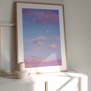 Pastel Moon Sky Printable Danish Pastel Aesthetic Sky Art Sunset Moon Decor image 3