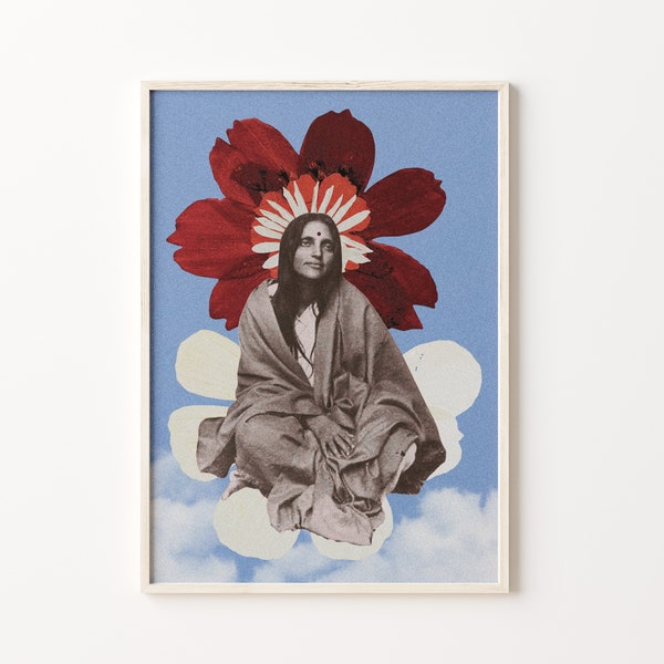 Sri Anandamayi Ma || Devotional Art || Printable || Floral Cutout || Bengali Saint