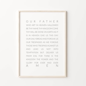 Our Father Prayer || Our Father Who Art In Heaven Print || Spiritual Typography
