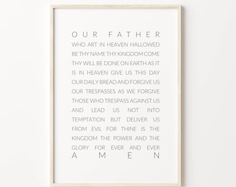 Our Father Prayer || Our Father Who Art In Heaven Print || Spiritual Typography