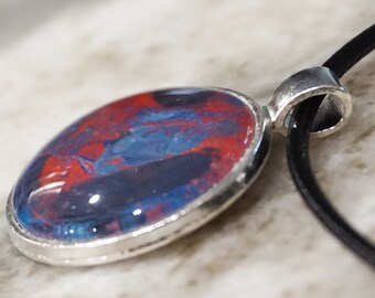 Silver Bezel Fashion 25mm Women/'s Acrylic Pour Pendant Acrylic Pour Fluid Art Dirty Pour Unique Jewelry