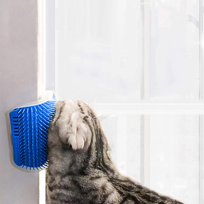 Cat Self Groomer With Catnip Wall Brush Cat Corner Scratcher Face
