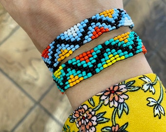 Boho Vibes: Handcrafted Miyuki Loom Bead Tribal Bracelet