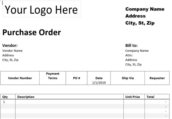 purchase order template simple purchase order template