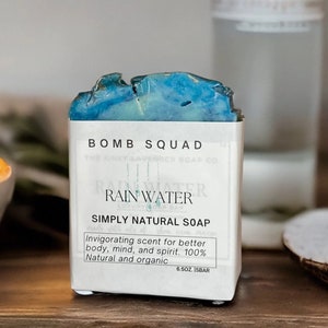 Rain Water Natural Soap Bar, Sensitive Skin soap, soap for men, soap for women, handmade soap, cold processed soap, palm free soap, image 1