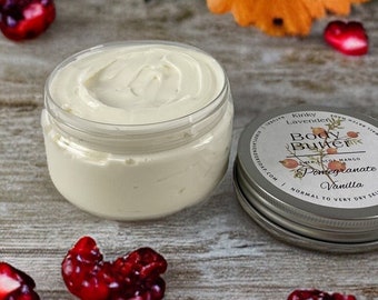 Natural Pomegranate Vanilla Body Butter: Handmade Moisturizing Skincare
