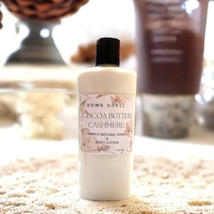 Natural Cocoa Butter Cashmere Hand and Body Lotion with Shea butter, Cocoa Butter, Mango Butter, Non Greasy 8oz bottle