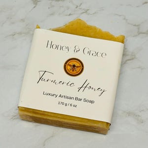 Turmeric Soap for Dark Spots - Organic Face Wash with Manuka Honey - Natural Skincare - Handmade Soap - 5.5 Ounce Bar