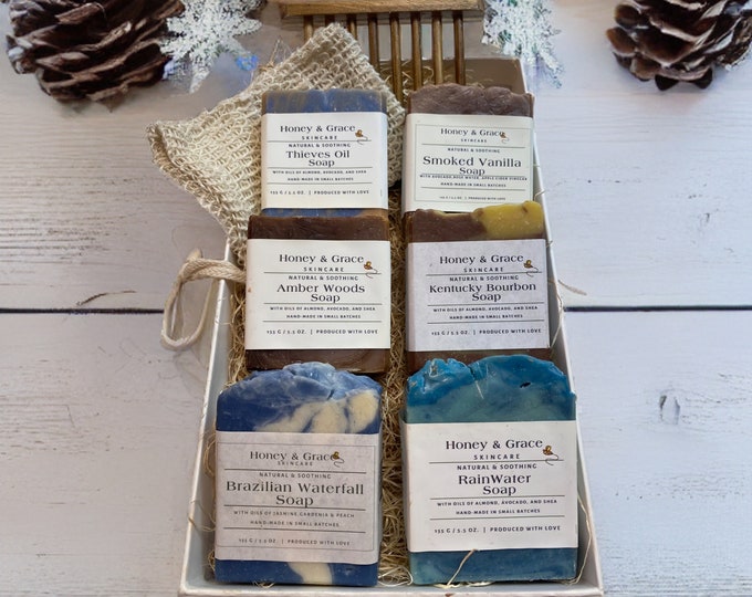 Artisan Soap Gift Box: Natural Handmade Soap Set with Sisal Bag