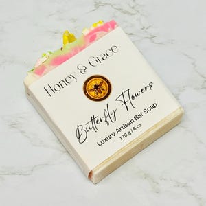 Handmade Soap Bar | Butterfly Flowers Scented Artisan Soap | Moisturizing & Gentle for All Skin Types | Vegan Soap | Bridesmaid Gift