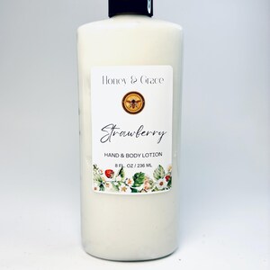 Natural Strawberry Lotion: Shea, Cocoa & Mango Butter - 8oz