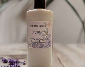 Natural Lavender Hand and Body Lotion with Shea butter, Cocoa Butter, Mango Butter, Non Greasy 8oz bottle