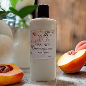 Natural Peach Essence Hand and Body Lotion with Shea butter, Cocoa Butter, Mango Butter, Non Greasy 8oz bottle
