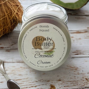 Coconut Cream Body Butter - Natural, Hydrating MoisturizerHandcrafted, Vegan Formula, Non-Greasy, Rich Luxurious, Moisturizing, Organic