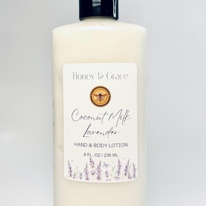 Coconut Milk & Lavender Hand and Body Lotion: Shea Butter, Non Greasy - 8oz