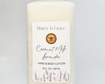 Coconut Milk & Lavender Hand and Body Lotion: Shea Butter, Non Greasy - 8oz