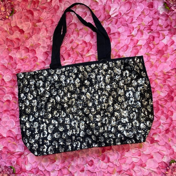 Sparkling Sequin Huge Tote Bag With Rhinestone Name | Etsy