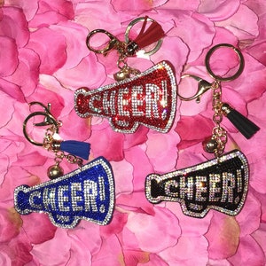Megaphone CHEER Bling Keychains makes Perfect Team Gifts!  Blingchain key chain available in choice of colors