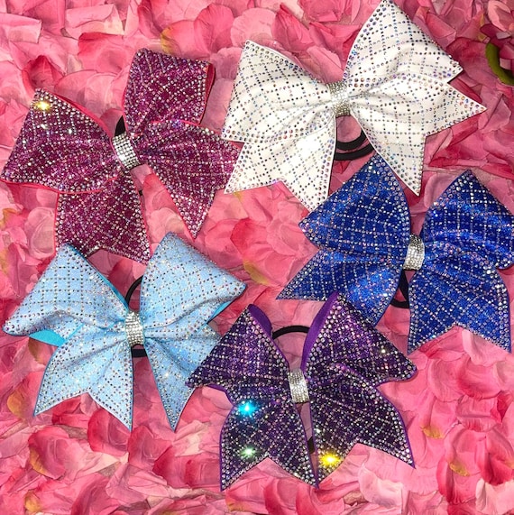 Pink and Blue Rhinestone Cheer Bow Rhinestone Large 8 Inch Bow, Big Bows For Girls, Jumbo Hair  main image 2
