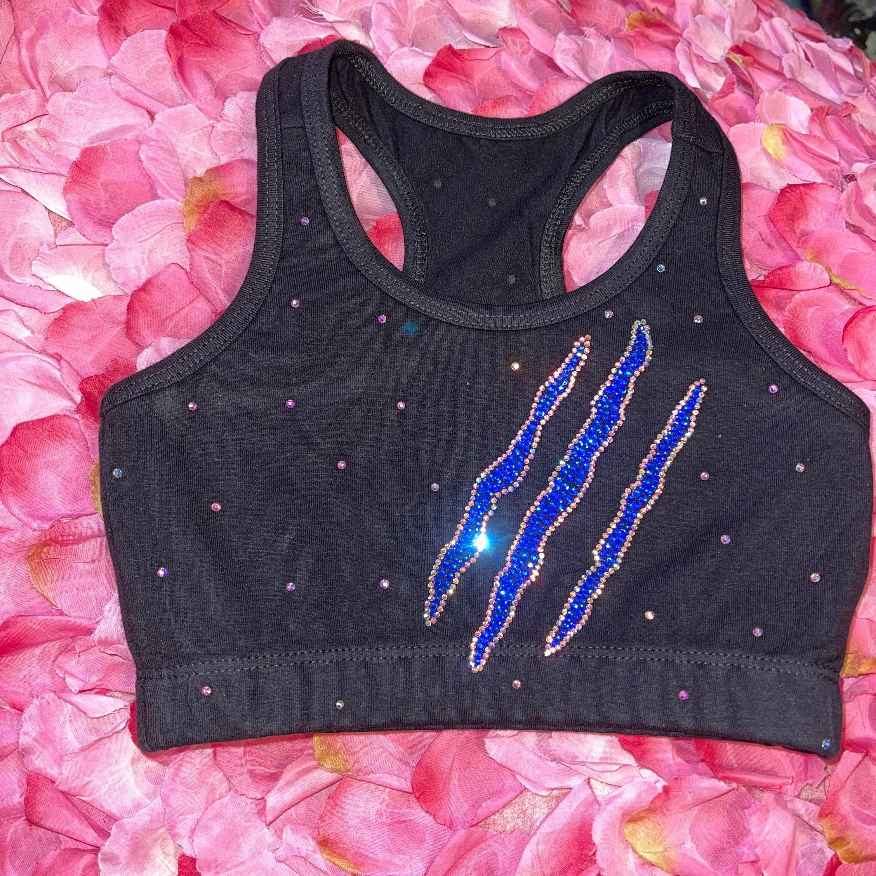 Custom Dino/animal Claw Marks Sports Bra & Rhinestone Shorts Set -   Canada