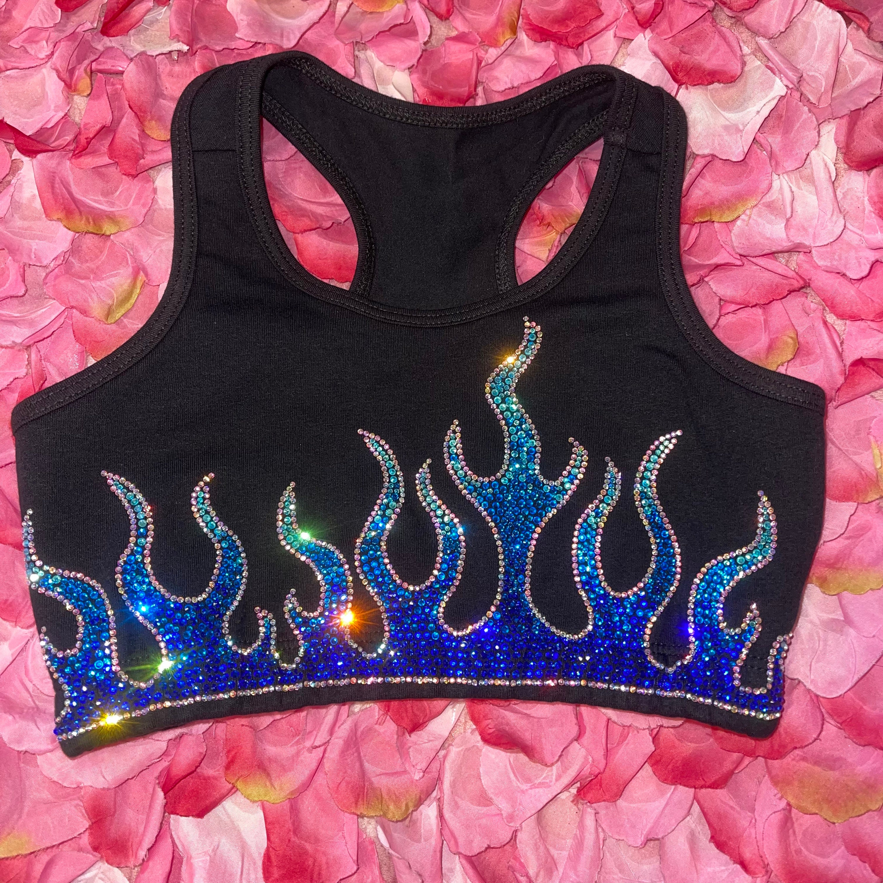 “Flyer” Rhinestone Cheerleading Sports Bra